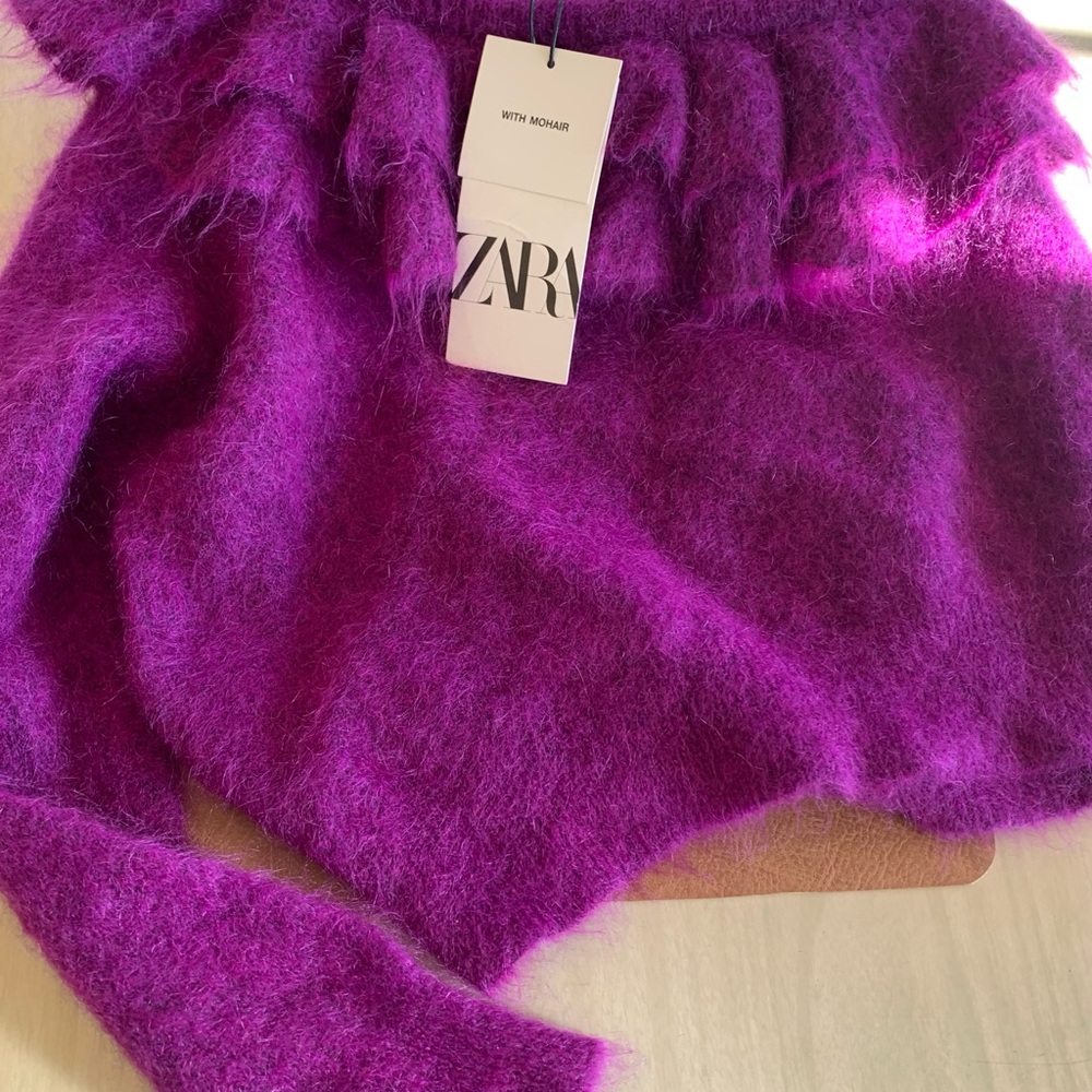 Zara One shoulder Purple Mohair
